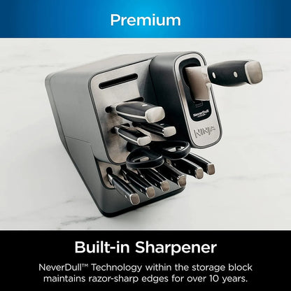 2026 Nuevo Ninja K32017 Foodi NeverDull sistema premium de cuchillos de 17 piezas con bloque y afilador integrado, acero inoxidable/negro
