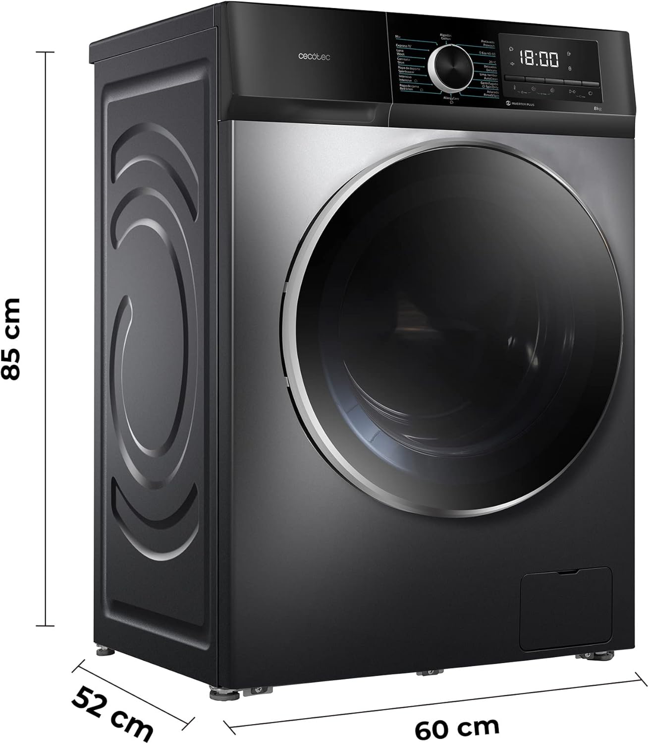 2026 Lavadora 8Kg Carga Frontal Bolero Dresscode 8500 Inverter Steel A. 1900W, 1400 rpm, Motor Inverter Plus, Bajo Consumo, 16 Programas, SteamMax, Delay Start, Acero