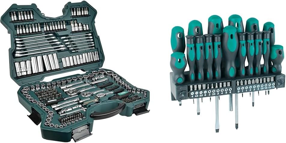 2026 Mannesmann M98430 - Maletín con llaves de vaso y otras herramientas (215 piezas, tamaño: 12x36x51 cm), Color Verde Mannesmann