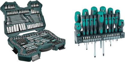 2026 Mannesmann M98430 - Maletín con llaves de vaso y otras herramientas (215 piezas, tamaño: 12x36x51 cm), Color Verde Mannesmann