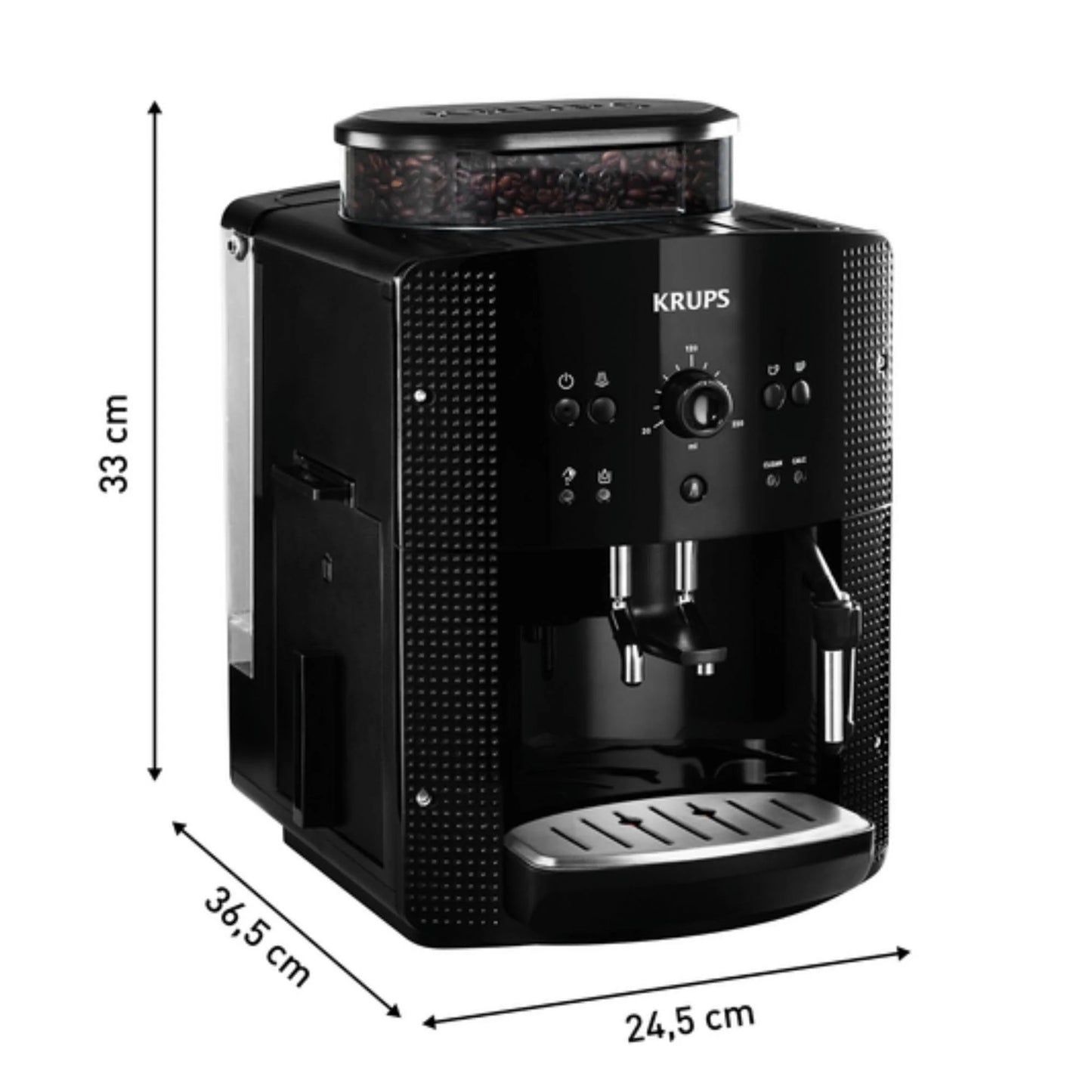 2026 Krups Essential - Cafetera súper automática, 15 Bares de presión, Molinillo cónico de Metal, con selección de cantidad e Intensidad de café, 1.7 l, 1 Cups, Acero, Pantalla LCD + Acc. Leche