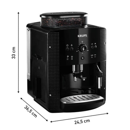 2026 Krups Essential - Cafetera súper automática, 15 Bares de presión, Molinillo cónico de Metal, con selección de cantidad e Intensidad de café, 1.7 l, 1 Cups, Acero, Pantalla LCD + Acc. Leche