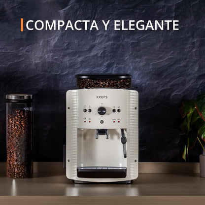 2026 Roma - Cafetera superautomática 15 bares de presión, 3 niveles intensidad café, cantidad ajustable 20 a 220ml, limpieza y descalcificación automático, molinillo integrado EA8105