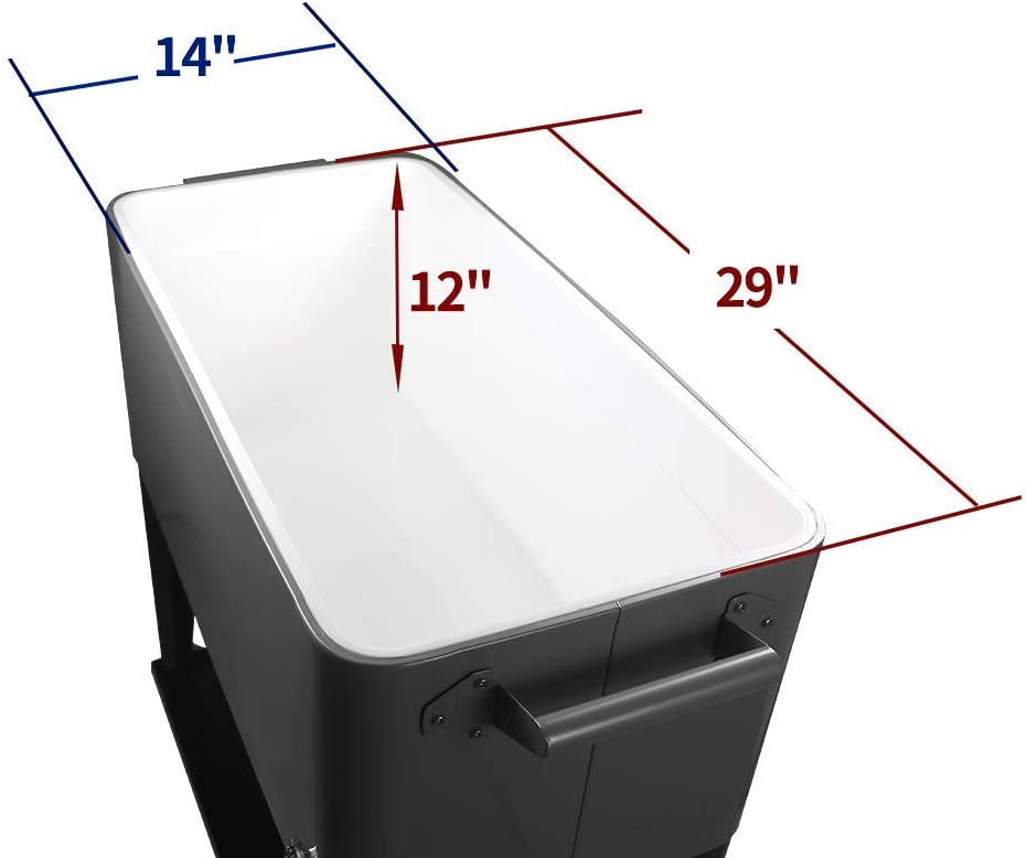 2026 Nuevo 80 Quart carrito enfriador con ruedas para patio exterior terraza y fiestas carrito portátil para bebidas y hielo
