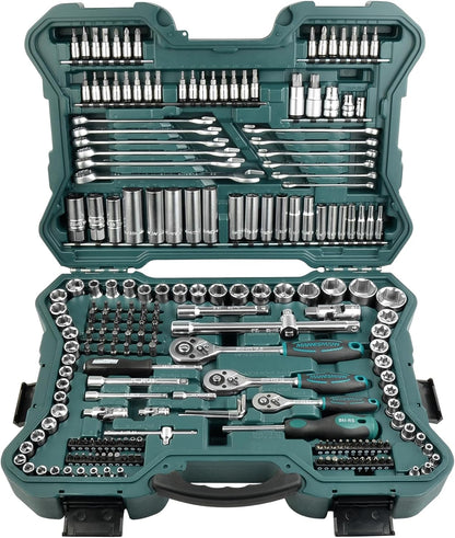 2026 Mannesmann M98430 - Maletín con llaves de vaso y otras herramientas (215 piezas, tamaño: 12x36x51 cm), Color Verde Mannesmann