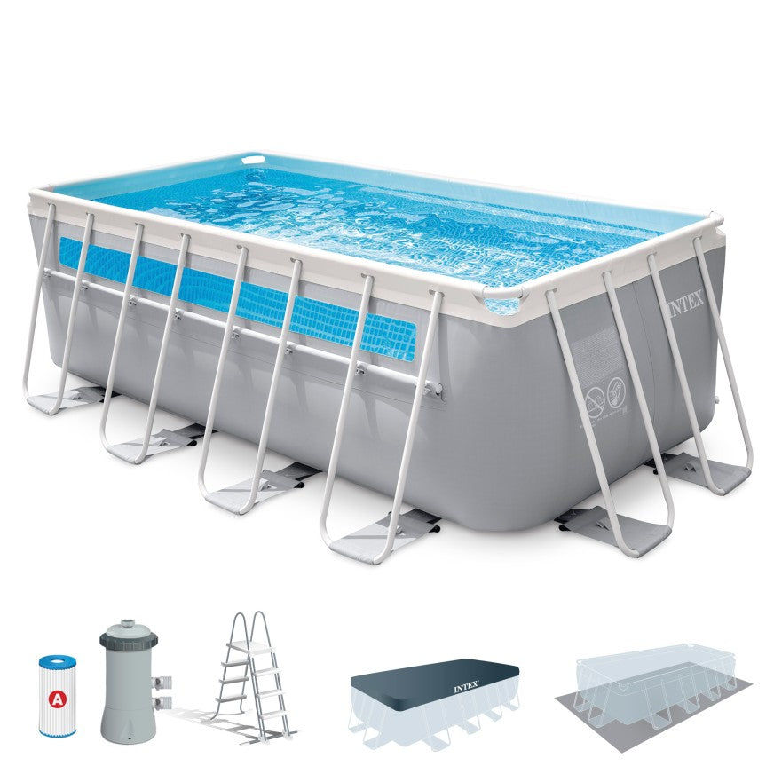 2026 PACK PISCINA DESMONTABLE RECTANGULAR CLEARVIEW 4 METROS 4 ACCESORIOS Y 4 HINCHABLES