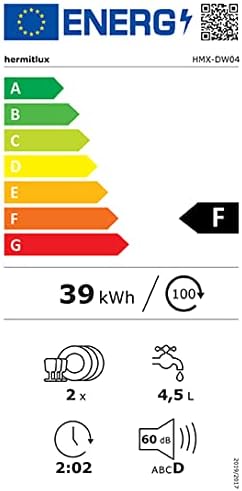 2026 Mini lavavajillas compacto, para usar con o sin grifo, 43 cm de ancho, para 4 juegos, apto para camping, portatil, 175 kWh/año, Libre instalación, blanco