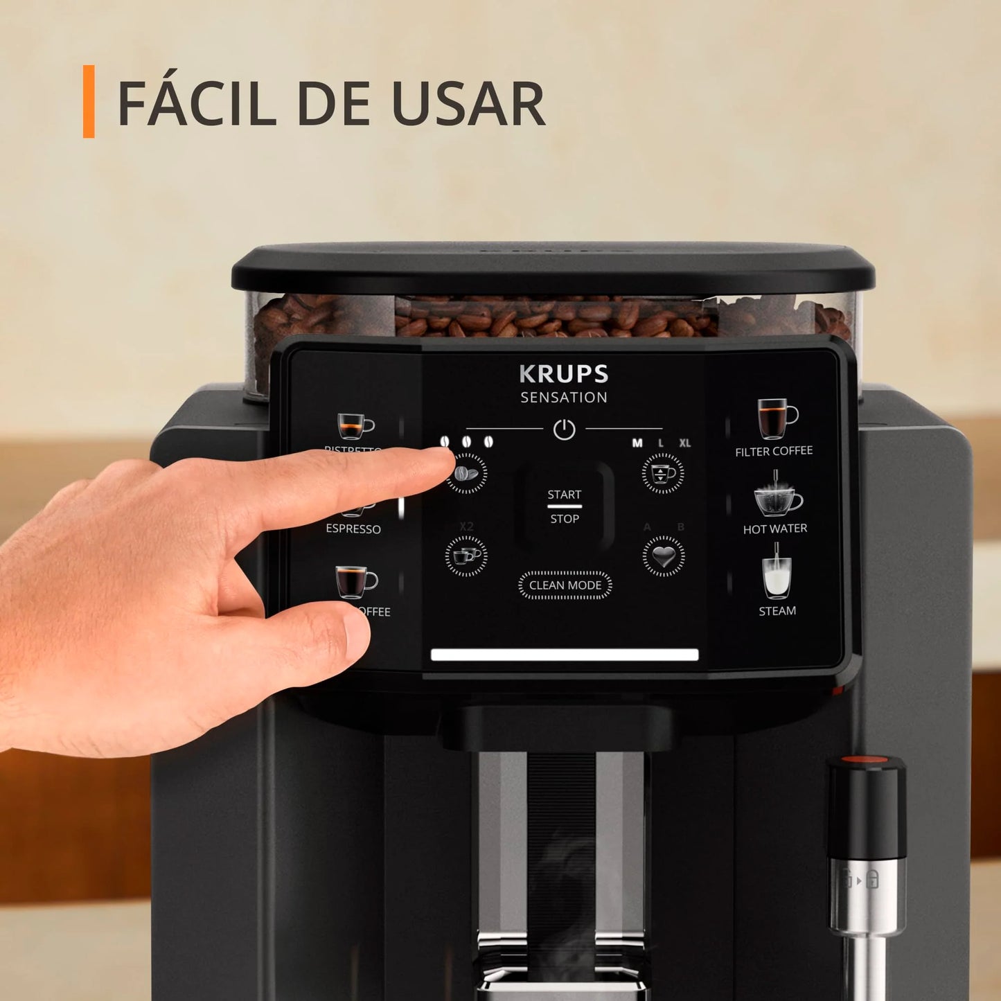 2026 Krups Essential - Cafetera súper automática, 15 Bares de presión, Molinillo cónico de Metal, con selección de cantidad e Intensidad de café, 1.7 l, 1 Cups, Acero, Pantalla LCD + Acc. Leche