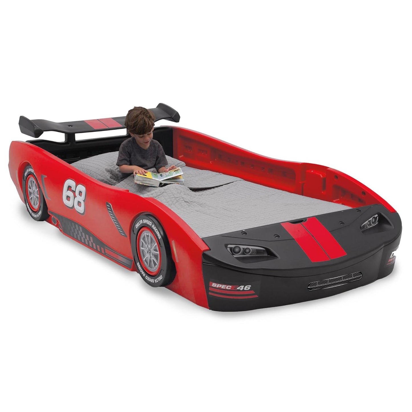2026 Nuevo Delta Children Turbo Race Car Twin Bed cama infantil estilo coche de carreras color rojo