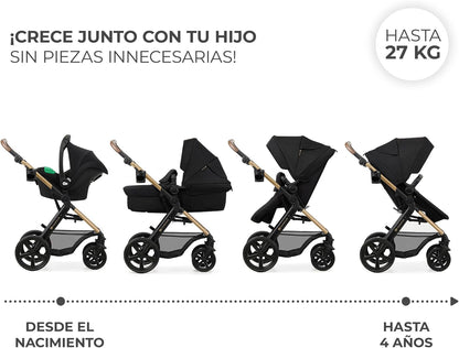 2026 Kinderkraft MOOV2 Silla de Coche 3 en 1, EVA, Mink PRO I-Size, Sistema de Viaje, Cochecito para Bebé, Silla de Paseo, Plegable, para Recién Nacido, Desde el Nacimiento hasta los 3 Años, Gris