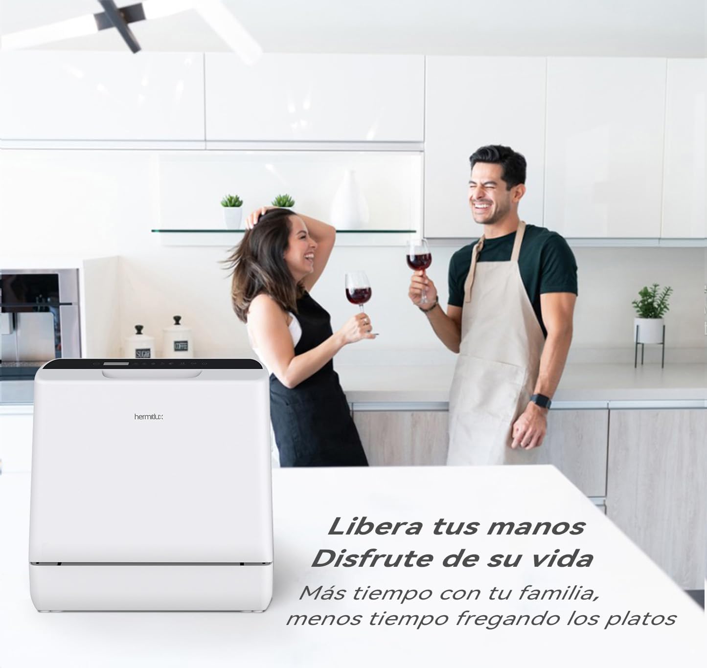 2026 Mini lavavajillas compacto, para usar con o sin grifo, 43 cm de ancho, para 4 juegos, apto para camping, portatil, 175 kWh/año, Libre instalación, blanco