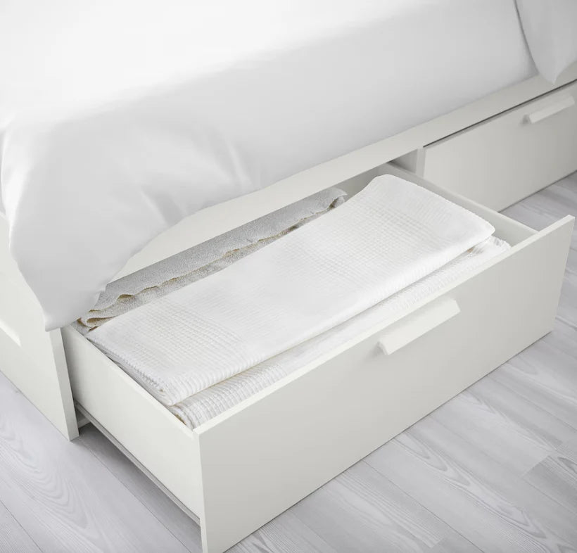 2026 HEMNES Cama tipo diván con 3 espacios de almacenamiento, Blanco, 80x200 cm