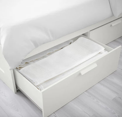 2026 HEMNES Cama tipo diván con 3 espacios de almacenamiento, Blanco, 80x200 cm