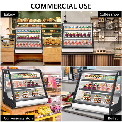 2026 Nuevo vitrina refrigerada comercial de exhibición 130L (4.6 pies cúbicos) con descongelación automática, vidrio templado e iluminación LED para uso en mostrador