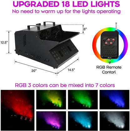 2026 Nuevo TC-Home máquina de efectos 3 en 1 de niebla y burbujas con luces LED RGB DMX y ventiladores dobles