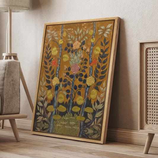 Framed Vintage Rose by Emile Bernard Wall Art, Folk Art Flower Canvas Print