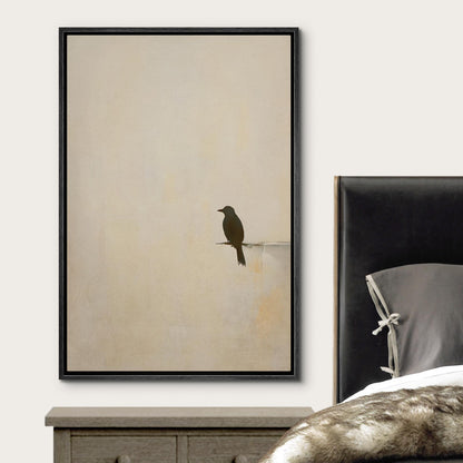 Minimalist Bird Wall Art - Framed Black Bird Silhouette Canvas Print