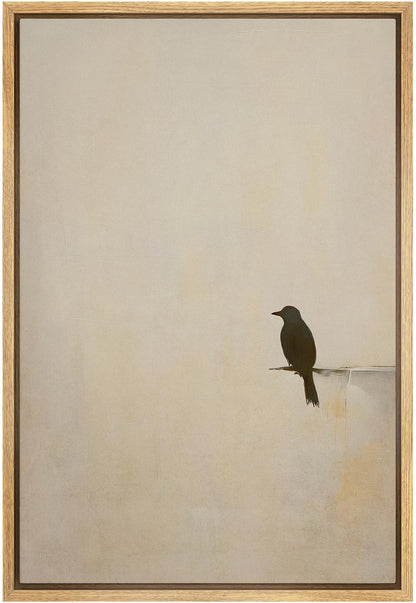 Minimalist Bird Wall Art - Framed Black Bird Silhouette Canvas Print