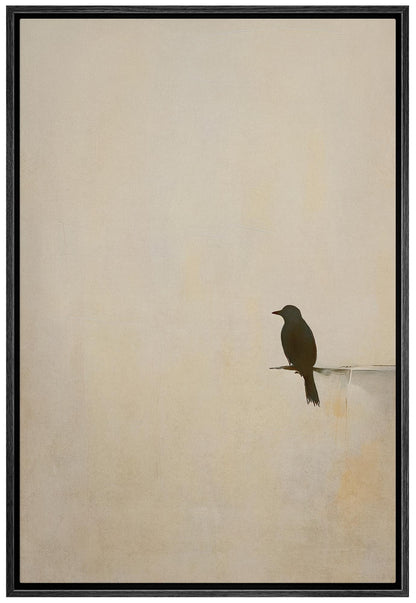 Minimalist Bird Wall Art - Framed Black Bird Silhouette Canvas Print