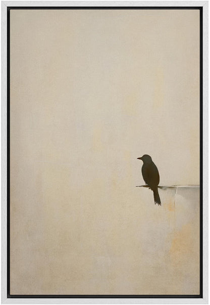 Minimalist Bird Wall Art - Framed Black Bird Silhouette Canvas Print