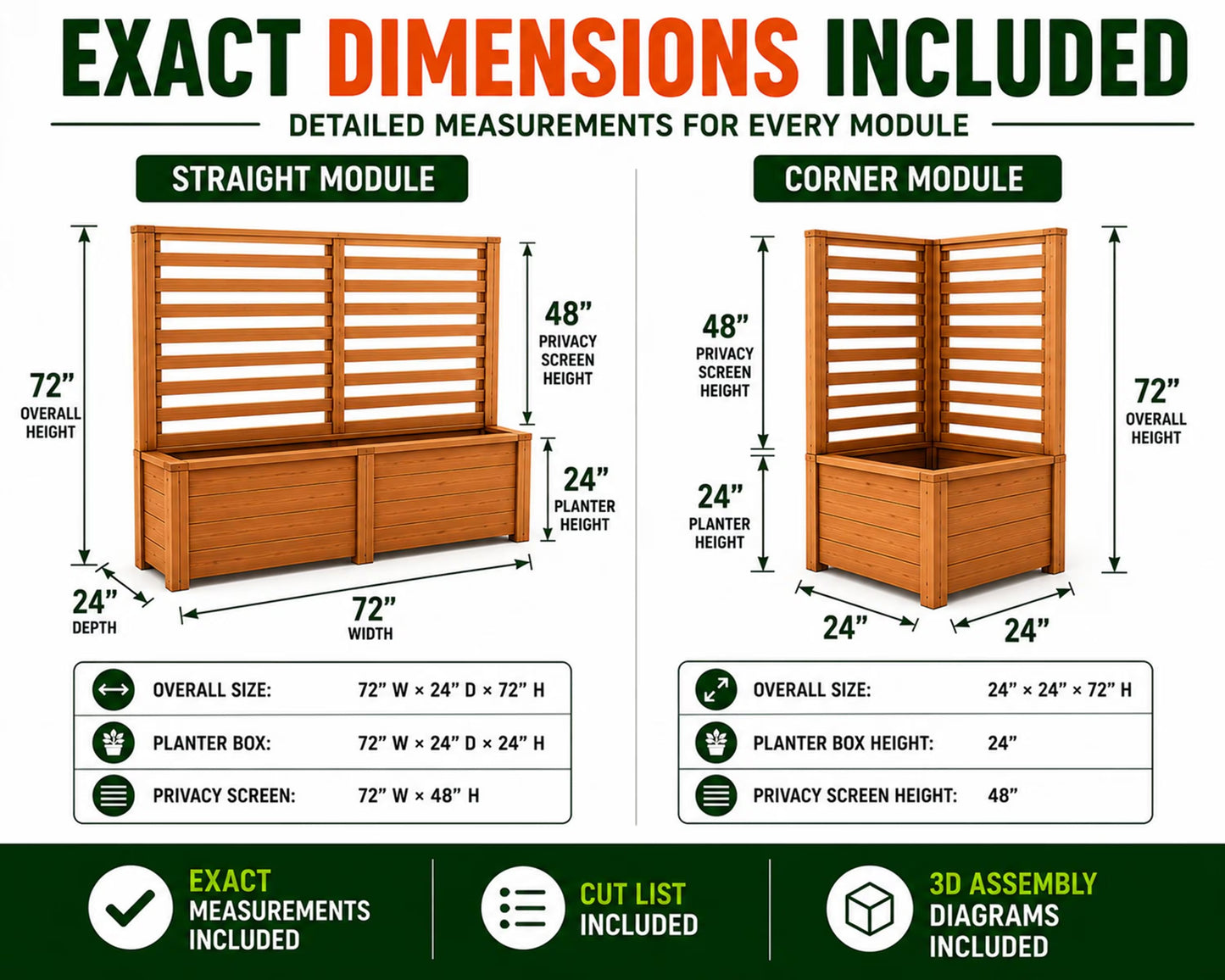 Privacy Screen Planter Plans PDF | Straight & Corner Patio Divider Bundle