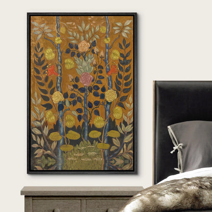 Framed Vintage Rose by Emile Bernard Wall Art, Folk Art Flower Canvas Print