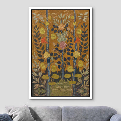 Framed Vintage Rose by Emile Bernard Wall Art, Folk Art Flower Canvas Print