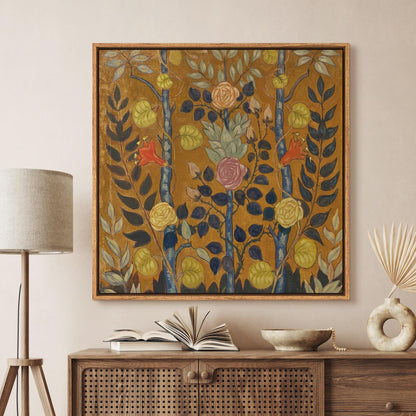Framed Vintage Rose by Emile Bernard Wall Art, Folk Art Flower Canvas Print