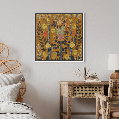 Framed Vintage Rose by Emile Bernard Wall Art, Folk Art Flower Canvas Print