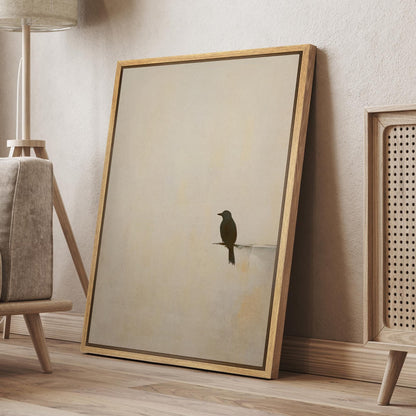 Minimalist Bird Wall Art - Framed Black Bird Silhouette Canvas Print